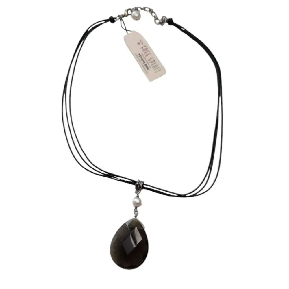 NWT Peyote Bird Santa Fe Smoky Topaz Pendant Necklace Pearl Sterling Silver